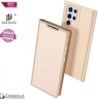 Dux Ducis dirbtinės odos viršelis - auksinės spalvos (telefonui Samsung S22 Ultra)